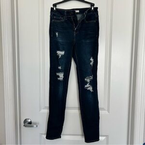 Kohl's SO (Junior's 3/26W) NWOT Ultimate Skinny High Rise Dark Blue Ripped Jeans